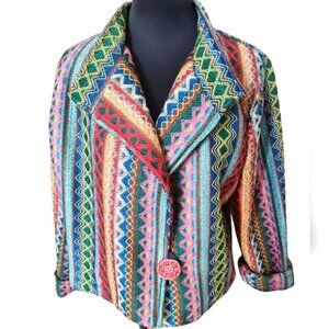 VINTAGE Knit Multicolor Jacket Coat Size Medium